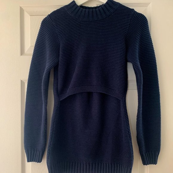 Boob Maternity & Nursing Organic Rib Knit Ellen Sweater-Midnight Blue XS - Picture 4 of 5